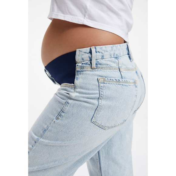 GOOD AMERICAN Good 90's Maternity Wide Leg Jeans 14/32 Light Blue934 NWT - Picture 4 of 16